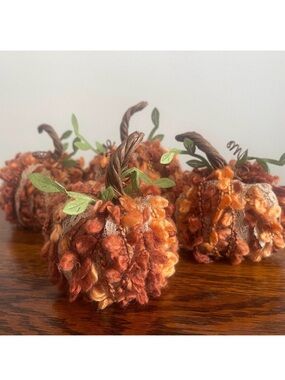 Rustic Yarn Lace Pumpkins Set of 4